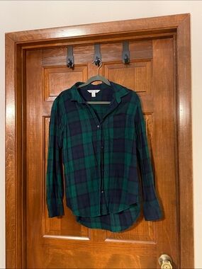 Old Navy Green and Navy Plaid Classic Shirt